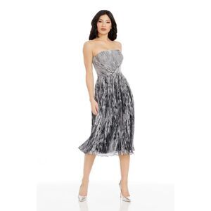 $249 Dress The Population Party Women Silver Nadine Strapless Dress Size Small